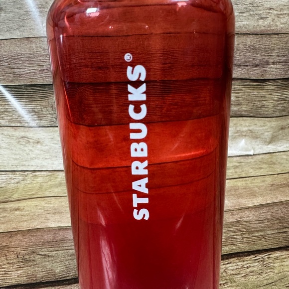 Starbucks Red Glass Tumbler with Silver Lid - Picture 3 of 4